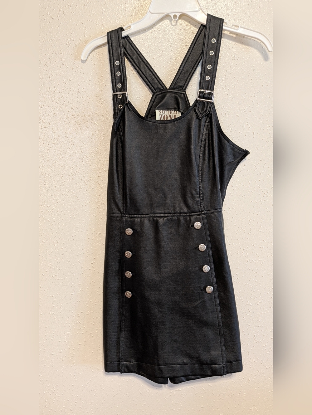 Faux Leather Black Vintage  Neutral Zone Overalls